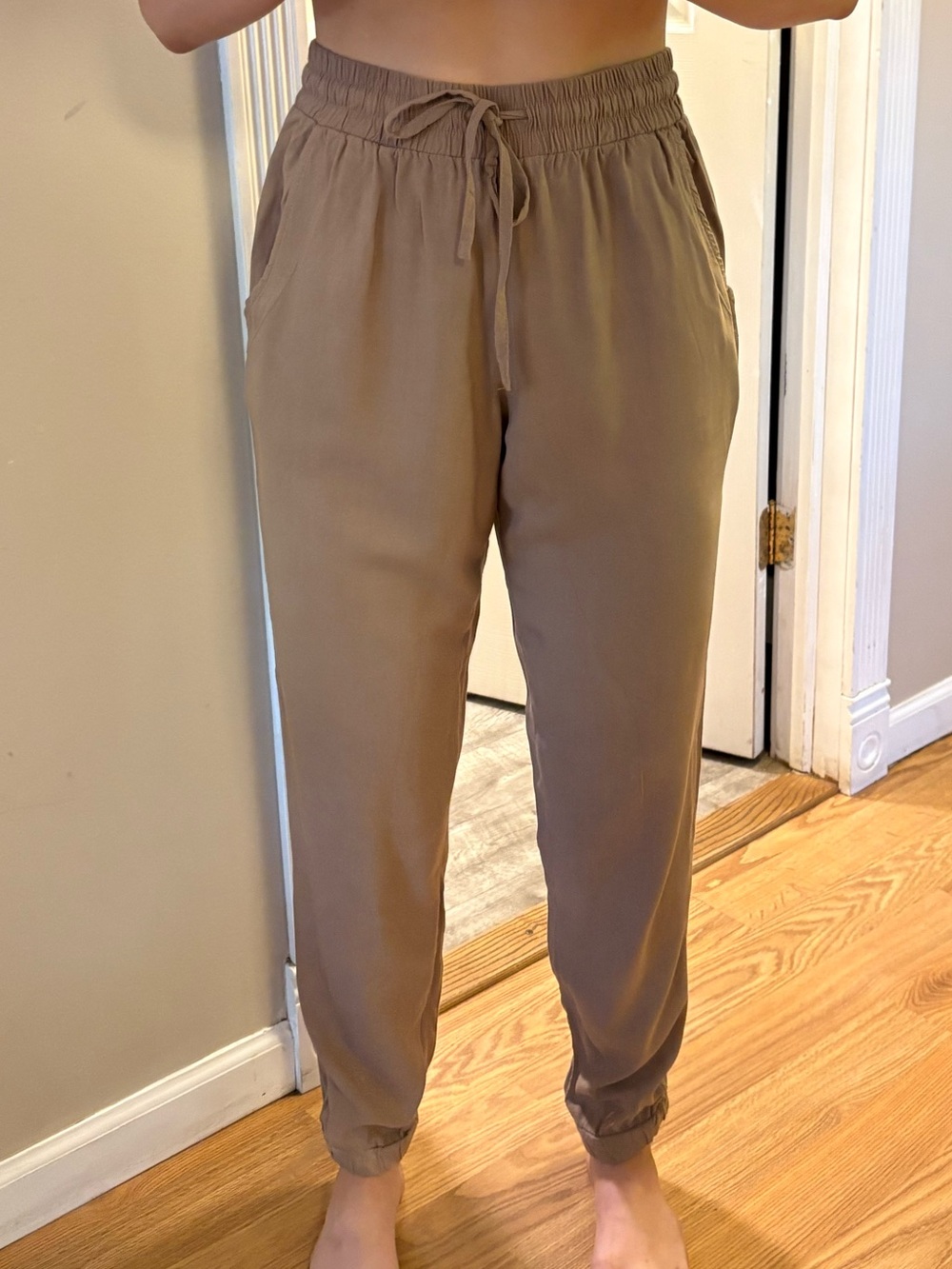 Pink Rose Women’s Size L Taupe Brown Lightweight Pull-On Jogger Pants